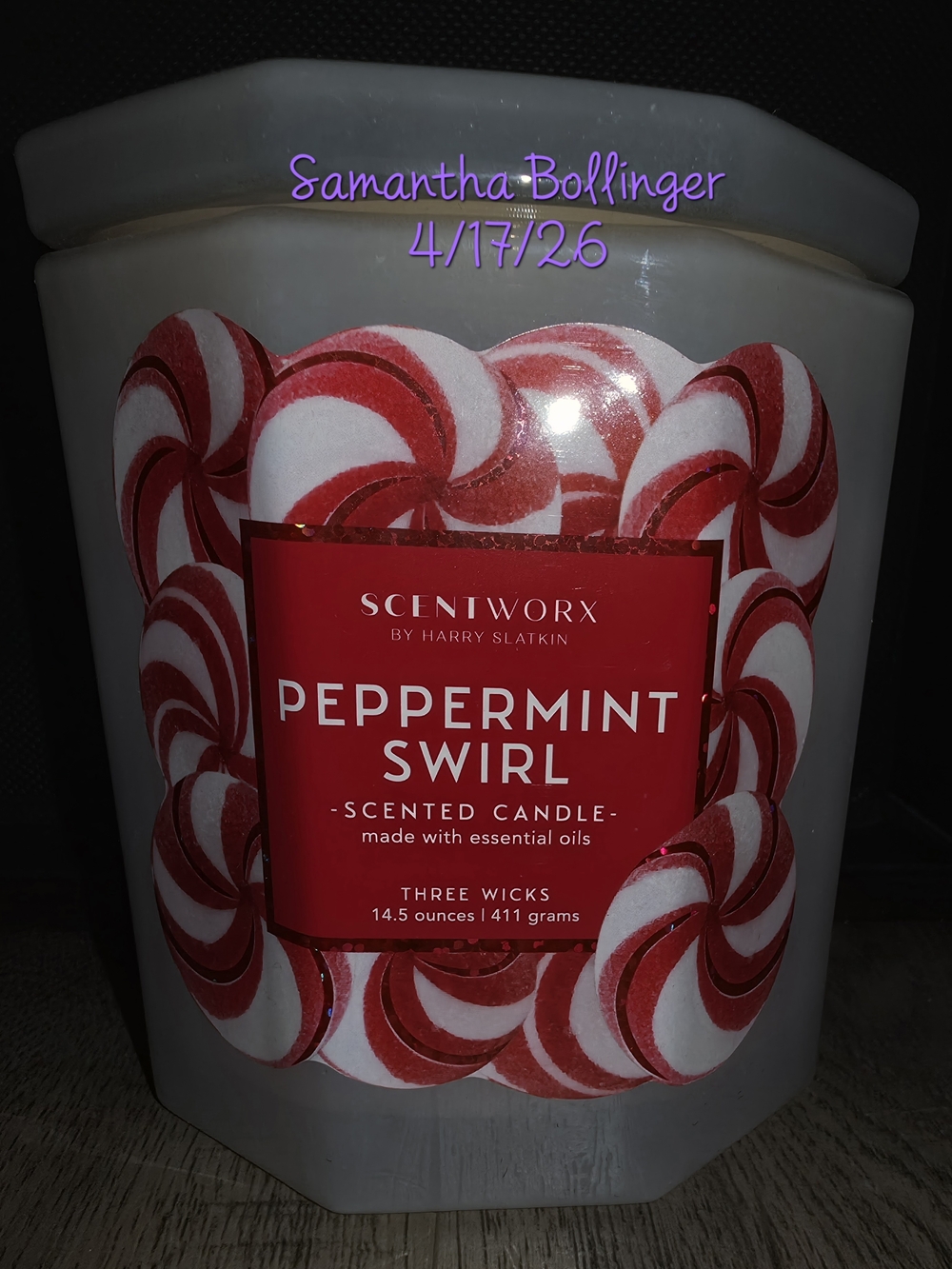 ScentWorx Peppermint Swirl Scented Candle - Red & White